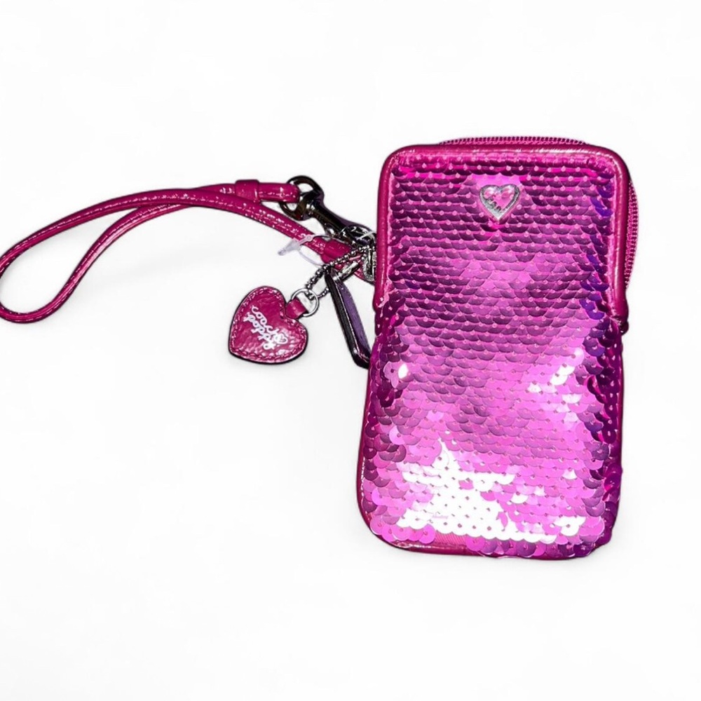 Coach Poppy Sequin Cell Phone Wristlet